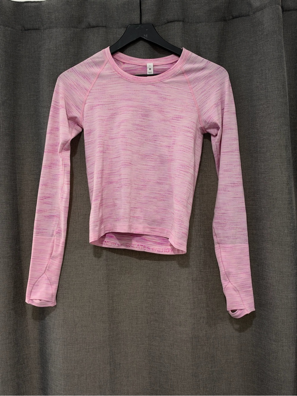 lululemon athletica Heathered Light Pink Long-Sleeve Crop Top